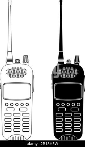 Émetteurs-récepteurs radio. Contours noir et blanc Illustration de Vecteur