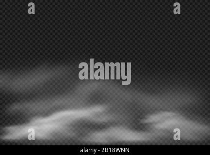 Effet de brouillard. Nuages de fumée, brouillard nuageux et nuage fumé réaliste isolé sur l'illustration vectorielle d'arrière-plan transparente Illustration de Vecteur