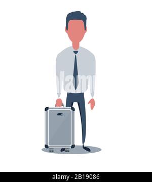 Homme d'affaires ou greffier. Personnage masculin dans un style simple et tendance avec des objets, illustration vectorielle plate. Isolé sur fond blanc Illustration de Vecteur