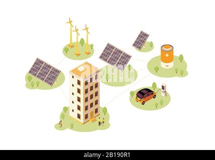 Illustration du vecteur de couleur des énergies renouvelables Illustration de Vecteur