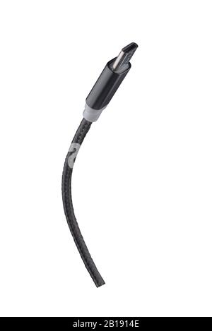 Gros plan d'une connexion USB Type-C sur un fond isolé Banque D'Images