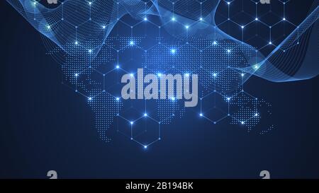 Antécédents scientifiques de coronavirus pour la médecine, la science, la technologie, la chimie. Fond d'écran ou bannière de modèle scientifique avec molécules d'ADN. Coronavirus Illustration de Vecteur