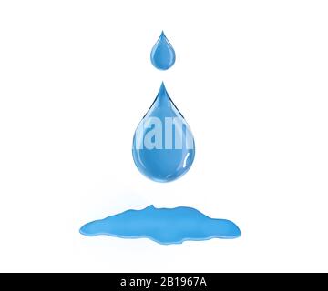 goutte d'eau isolée sur fond blanc, rendu tridimensionnel. Banque D'Images