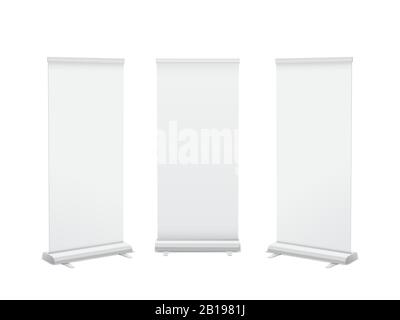 Modèle de support de bannière verticale en relief réaliste. Vecteur isolé. Illustration de Vecteur