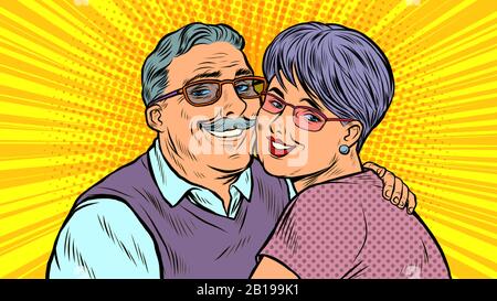 Couple de personnes âgées amoureux, grands-parents Illustration de Vecteur