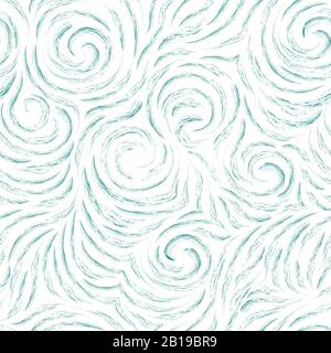 Modèle vectoriel transparent de lignes lisses sous forme de cercles et de spirales. Texture turquoise pour la décoration de tissus ou de papier d'emballage. Courbes ou Illustration de Vecteur