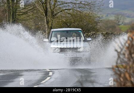 Aygarth, Yorkshire Du Nord, Royaume-Uni. 23 février 2020. Routes Inondées Dans Le Yorkshire Du Nord Crédit: David Edmund-Jones/Alay Live News Banque D'Images