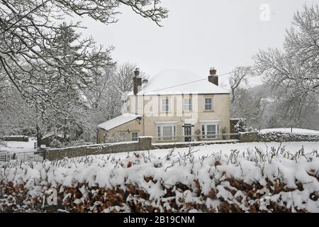 Aygarth, Yorkshire Du Nord, Royaume-Uni. 24 février 2020. Chute De Neige Pendant La Nuit Dans Le North Yorkshire Credit: David Edmund-Jones/Alay Live News Banque D'Images