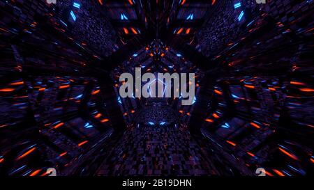 illustration tridimensionnelle fond d'écran de tunnel en verre avec de belles réflexions colorées , cool couleur contraste élevé de rendu graphique de bâtiment tridimensionnel Banque D'Images