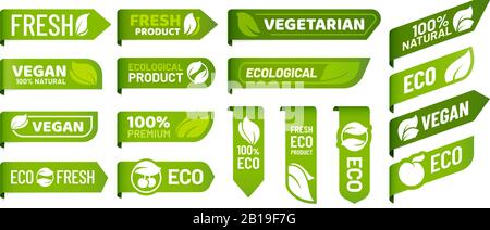 Étiquettes de marque végétalienne. Des produits végétariens frais, des aliments bio écologiques et des badges autocollants de produits sains recommandés ensemble vectoriel Illustration de Vecteur