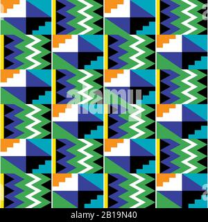 Motif textile sans coutures à vecteur tribal - style toile de boue Kente, nwentoma géométrique traditionnel du Ghana, africain Illustration de Vecteur