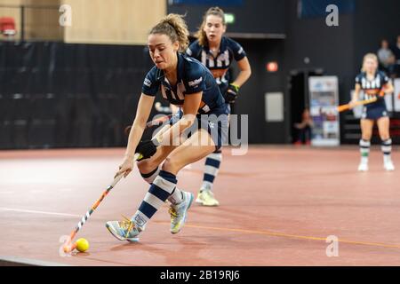 La Haye, pays-Bas - 16 FÉVRIER 2020 : Charlie Works EuroHockey Indoor Club Cup 2020 femmes. Match final Dusseldorfer HC (GER) et HDM (NED). Banque D'Images