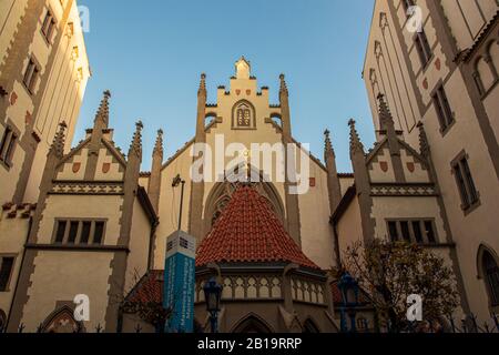 Entrée à la synagogue de Maisel dans la ville de Prague Banque D'Images