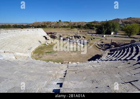 Macédoine du Nord ancienne ARYM, amphithéâtre et fouilles dans l'ancien village romain de Stobi Banque D'Images