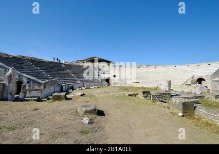 Macédoine du Nord ancienne ARYM, famille non identifiée par observation des fouilles dans l'ancien village romain de Stobi Banque D'Images