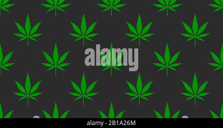 Modèle sans couture avec feuilles vertes de marijuana, fond noir avec cannabis. Illustration vectorielle Illustration de Vecteur