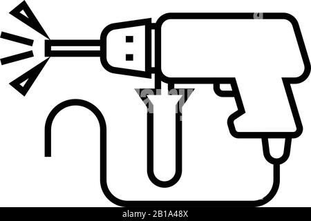 Icône de ligne de traitement de perçage, signe de concept, illustration vectorielle de contour, symbole linéaire. Illustration de Vecteur