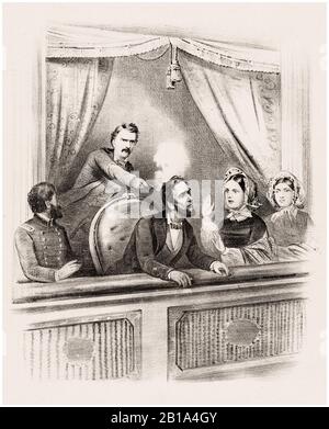 Assassinat du président Abraham Lincoln, 14 avril 1865 au théâtre Ford, imprimé par un artiste inconnu, vers 1865 Banque D'Images