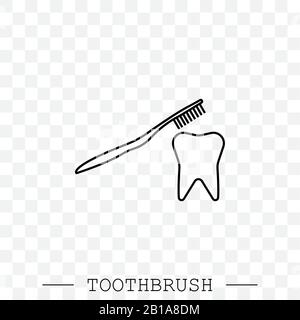 Brosse à dents nettoie un vecteur d'icône de dent. Nettoyage des dents. Ligne, linéaire avec contour modifiable. Icône brosse à dents dentaire. Brosse à dents à dents à dents à dents à dents à dents Illustration de Vecteur