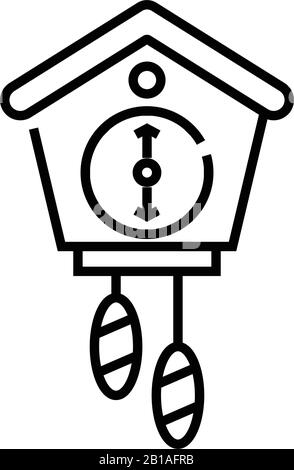 Cuckoo horloges icône de ligne, signe de concept, illustration vectorielle de contour, symbole linéaire. Illustration de Vecteur