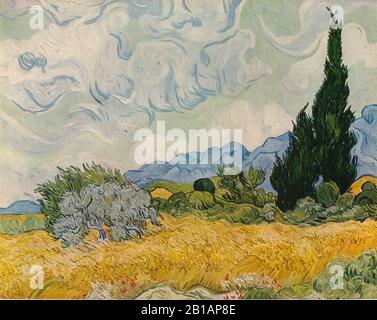 Champ de blé avec Cyprès 1889 - peinture de Vincent van Gogh - Très haute résolution et image de qualité Banque D'Images