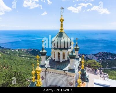 Vue de dessus Eglise de la Résurrection à Foros. Crimée Banque D'Images