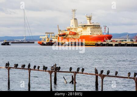 Nathaniel B Palmer, un navire de recherche scientifique américain à Punta Arenas, au Chili. Banque D'Images