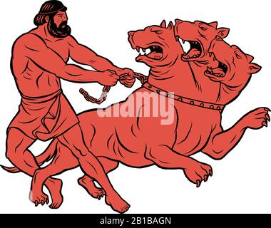 Capturez et ramenez Cerberus. 12 laboratoires d'Hercules Illustration de Vecteur