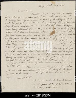 D'Anne Warren Weston À Maria Weston Chapman; Lundi 5 Novembre 1838 P. 1. Banque D'Images