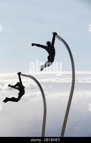 L'amour de la sculpture du vent sur le front de mer à Puerto Natales, au Chili. Banque D'Images