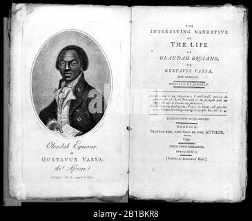 Frontispiece et page de titre de- Le récit intéressant de la vie d'Olaudah Equiano Banque D'Images