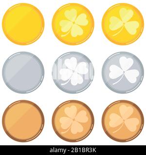 Modèles à blanc rond avec revêtement - or, argent, bronze isolé sur fond blanc. Illustration de Vecteur