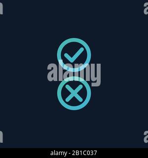Icônes de coche et de croix. Symbole de forme de cercle OUI et NON bouton de vote, de décision, web. Symboles corrects et incorrects. Illustration vectorielle Illustration de Vecteur