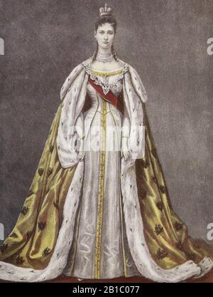 L'Impératrice Russe Alexandra Fedorovna. Gravure du XIXe siècle Banque D'Images