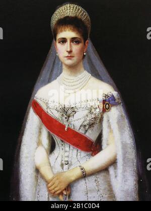 L'Impératrice Russe Alexandra Fedorovna. Peinture de I. Galkin, XIXe siècle Banque D'Images