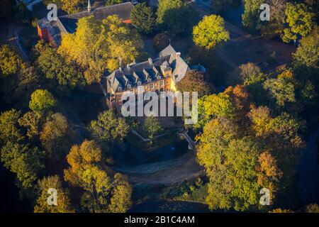 Photographie aérienne, château géné Schloss Rheydt et musée, Mönchengladbach, Bas-Rhin, Rhénanie-du-Nord-Westphalie, Allemagne, monument architectural, DEU Banque D'Images