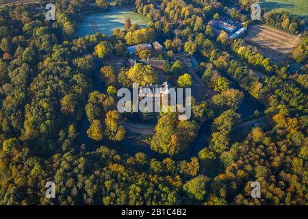 Photographie aérienne, château géné Schloss Rheydt et musée, Mönchengladbach, Bas-Rhin, Rhénanie-du-Nord-Westphalie, Allemagne, bâtiment classé, DEU, Europ Banque D'Images