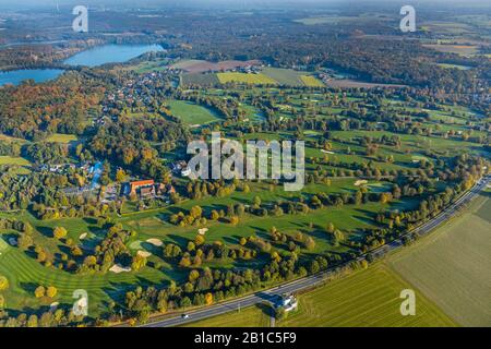 Photo Aérienne, Golf Haus Bey, Château Haus Bey, Nettetal, Bas-Rhin, Rhénanie-Du-Nord-Westphalie, Allemagne, Am Haus Bey, Forêt, De, Europe, Distan Banque D'Images