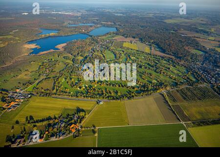 Photo Aérienne, Parcours De Golf Haus Bey, Château Haus Bey, Lacs De Krickenbecker, Nettetal, Bas-Rhin, Rhénanie-Du-Nord-Westphalie, Allemagne, Am Haus Bey, Woodlan Banque D'Images