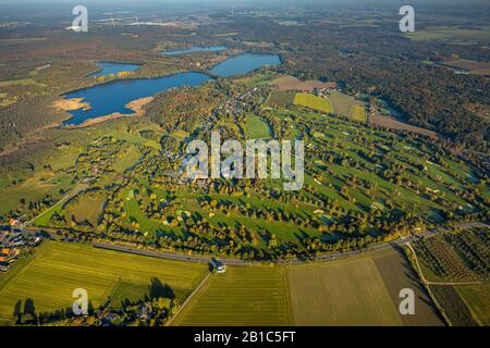 Photo Aérienne, Parcours De Golf Haus Bey, Château Haus Bey, Lacs De Krickenbecker, Nettetal, Bas-Rhin, Rhénanie-Du-Nord-Westphalie, Allemagne, Am Haus Bey, Woodlan Banque D'Images