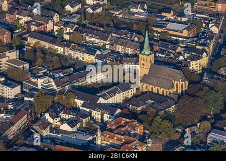 Vue aérienne, vue sur le centre-ville, evang. Traverser l'église Viersen, Hauptstraße, Viersen, Niederrhein, Rhénanie-du-Nord-Westphalie, Allemagne, DE, Europe, religieux Banque D'Images