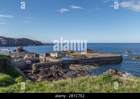 Le port de St Abbs, un petit village de pêcheurs près de Coldingham dans le Berwickshire, en Écosse Banque D'Images