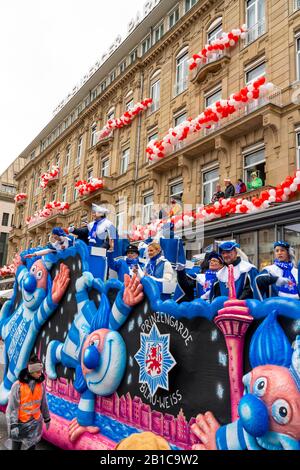 La procession du lundi de Shrove à DŸsseldorf, carnaval de rue, charrettes à motif carnaval, Banque D'Images