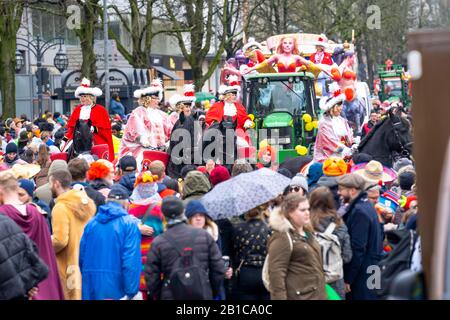 La procession du lundi de Shrove à DŸsseldorf, carnaval de rue, charrettes à motif carnaval, Banque D'Images