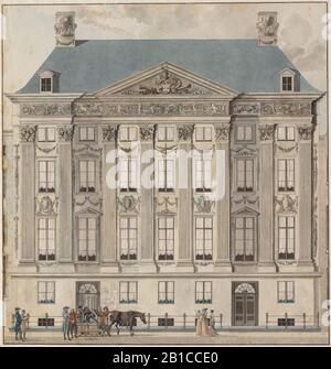 Vue à pignon de Trippenhuis, Reinier Vinkeles, 1803, dessin, Stadsarchef Amsterdam. Banque D'Images