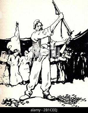 GABRIELE Galantara, il grido di ... domani - Abbasso la guerra!, copertina de l'Asino del 9 agosto 1914. Banque D'Images
