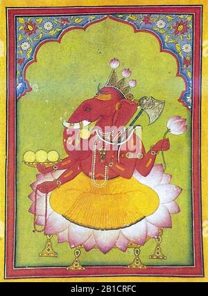 Ganesha Basohli miniature vers 1730 Dubost p73. Banque D'Images