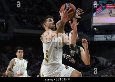 Nicolas Laprovittola (C), #8 Du Real Madrid vu en action pendant le match 2019/2020 Turkish Airlines Euroligue de la saison régulière Round 26 entre Real Madrid et Panathinaikos OPAP au centre de WiZink à Madrid.(score final; Real Madrid 96:78 Panathinaikos) Banque D'Images