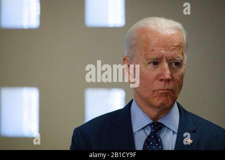 02202020 - Las Vegas, Nevada, États-Unis: L'ancien vice-président et candidat à la présidence démocratique, espère Joe Biden, parle de son plan de lutte contre la violence des armes à feu, et de la National Rifle Association tout en faisant campagne à Las Vegas, le mercredi 20 février 2020. Les survivants de la violence contre les armes à feu et les membres de Homs Demand action, un groupe de défense contre la violence contre les armes à feu, se sont joints à Biden. Banque D'Images