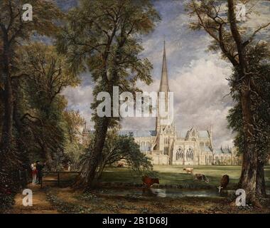 Cathédrale de Salisbury du jardin de l'Évêque (1826) Peinture du XIXe siècle par John Constable - Très haute résolution et image de qualité Banque D'Images